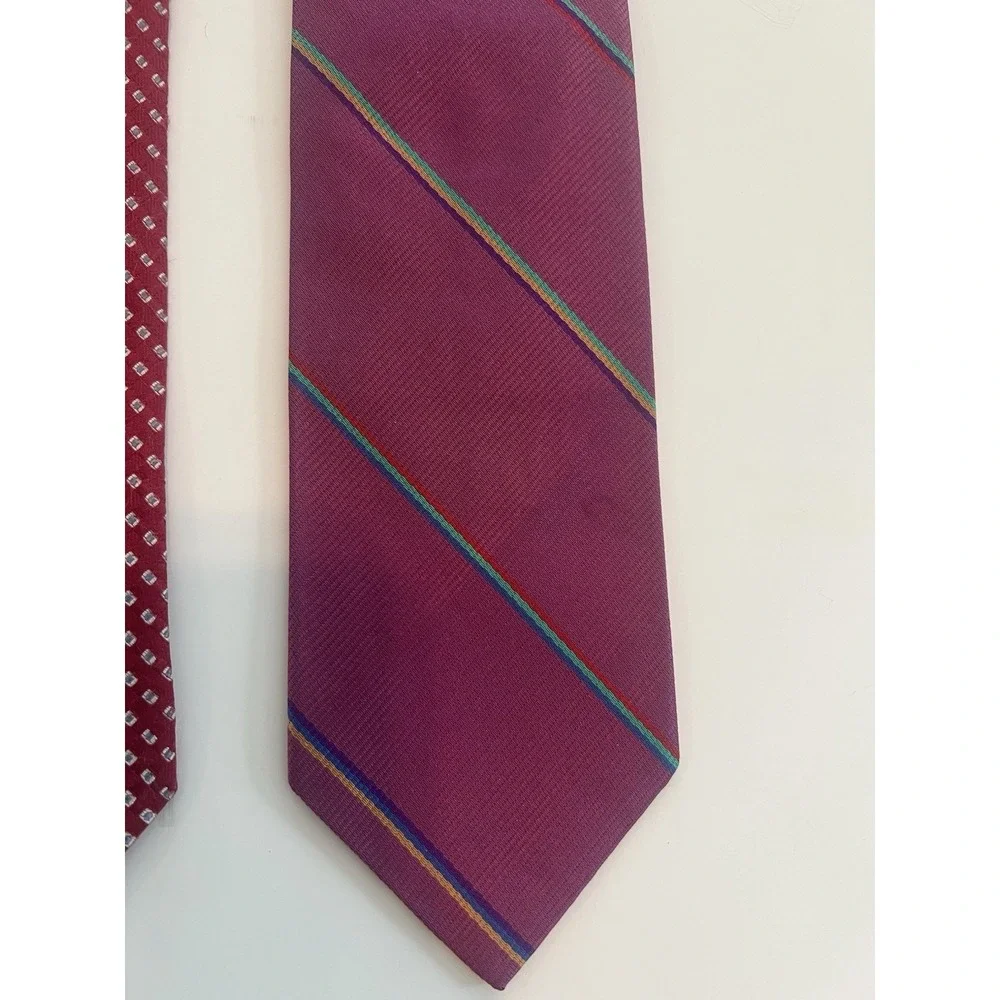 Colours Nautica Bill Blass Red Pink White Men's Geometric‎ Tie Lot